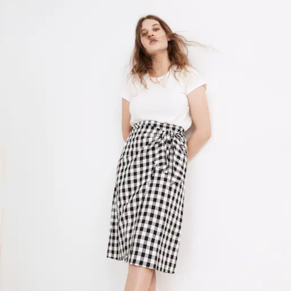 Madewell Black and White Gingham Women's Skirt